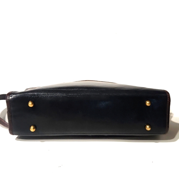 Brahmin Vintage 90's Leather Black with Mock Croc Trim Shoulder Bag Purse - Picture 10 of 12